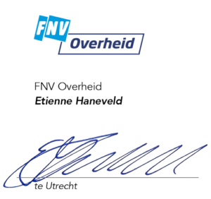 Handtekening Etienne Haneveld namens FNV Overheid