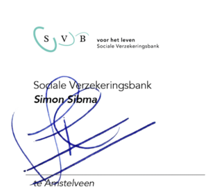 Handtekening Simon Sibma namens de SVB